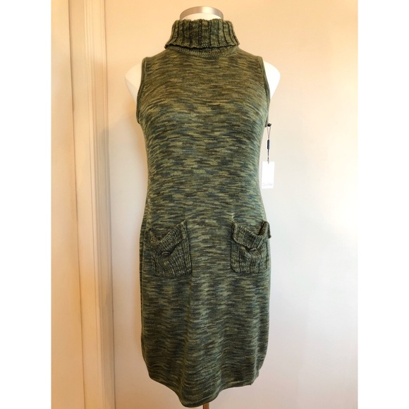 olive green turtleneck dress